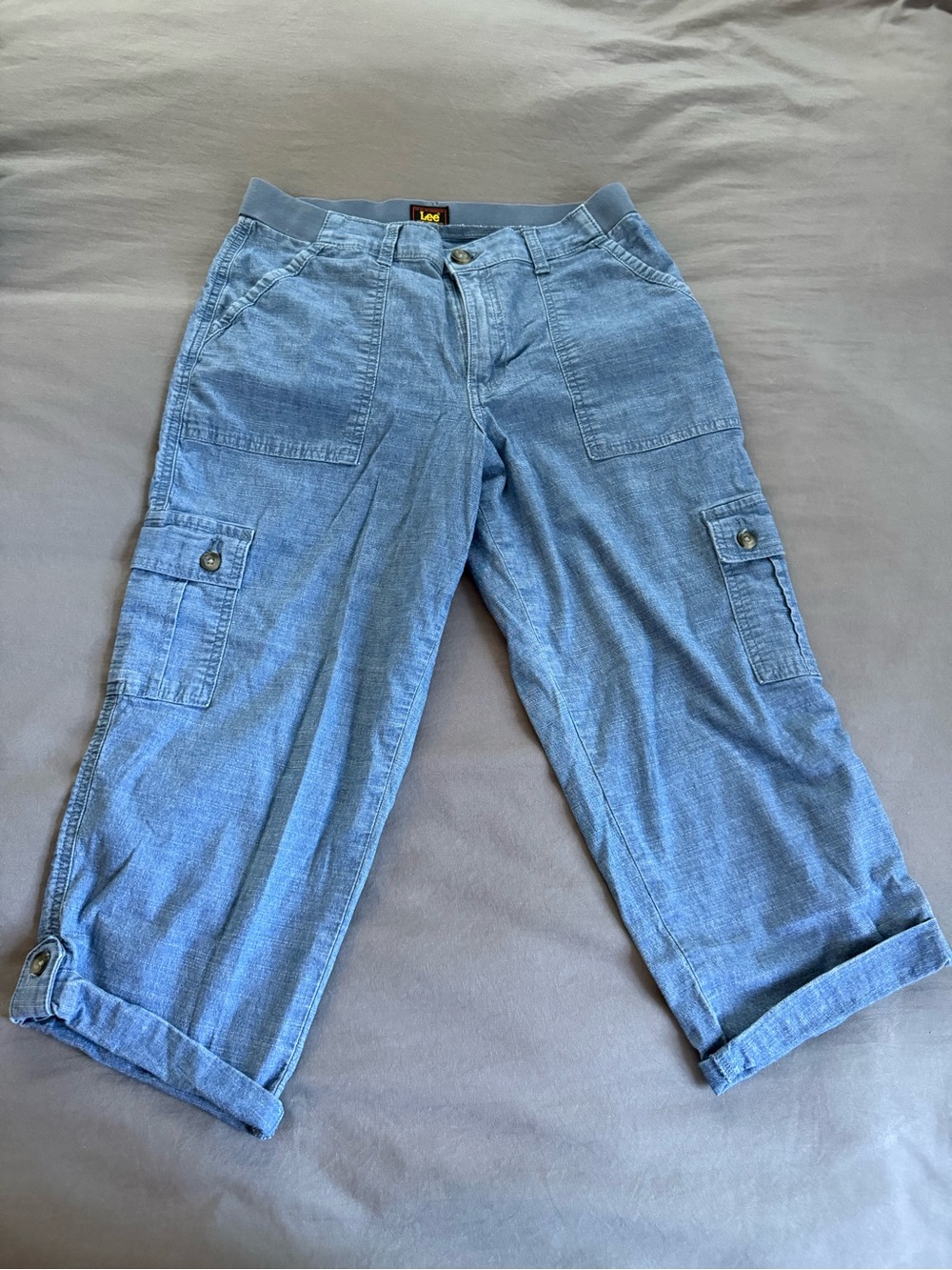 Lee Women's Light Blue Cropped Cargo Jeans
